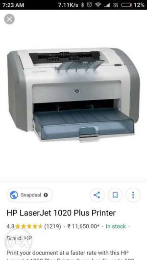 White And Black HP Laser Jet  Plus Desktop Printer