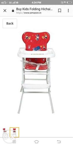 White And Red Floral High Chair