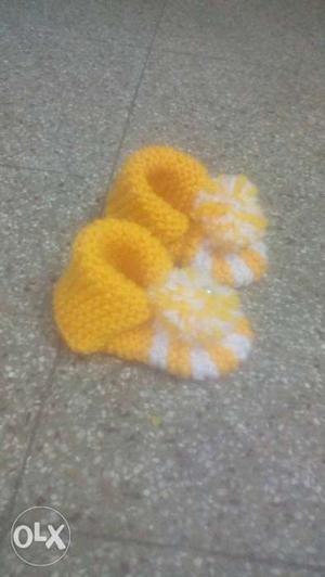 Yellow And White woolen work