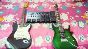 2 Electric Guitar-Black>Legend n Green>Vault, 1