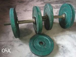 25 kg home gym set. 4 plates of 5 kg & 2 plates