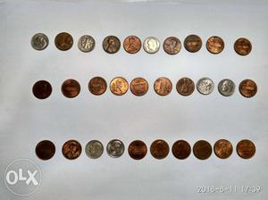 30 old coins from different countries