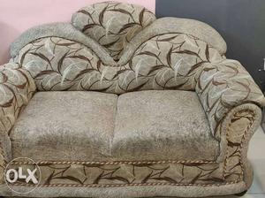 7Seater sofas. Cream and Brown coloured. Good