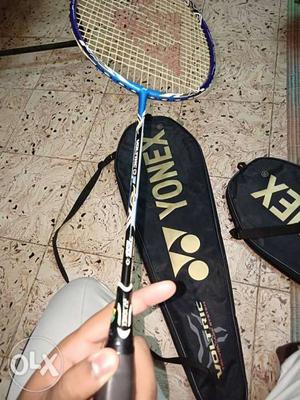 Black And Blue Yonex Badminton Racket And Black Case