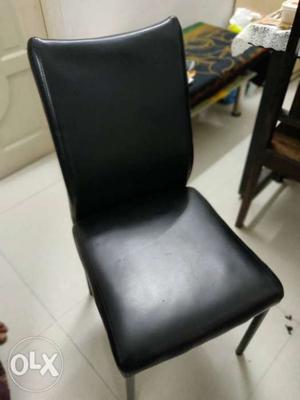 Black Leather Padded Armless Chair