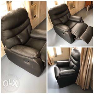 Black Leather Recliner Sofa Chair