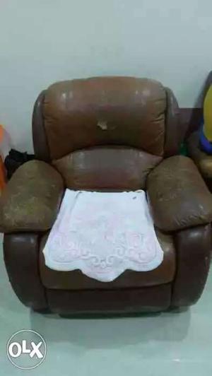 Brown leather recliner sofa 360 rotate