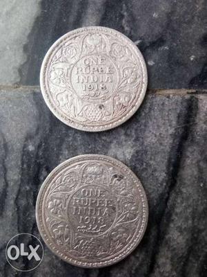 George v king emperor  one rupee coin in