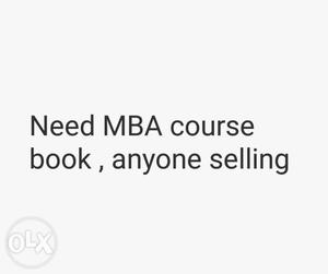 Need MBA Course Book Text