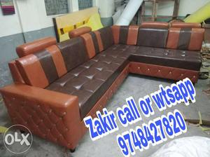 New designer leatherate l shape sofa set at
