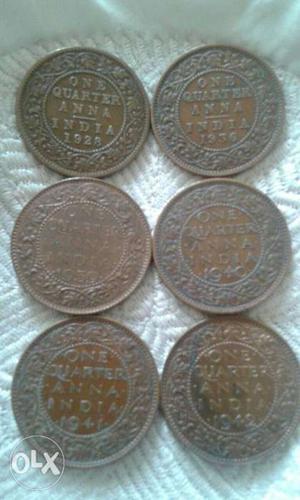 One copper Anna British India copper coins per