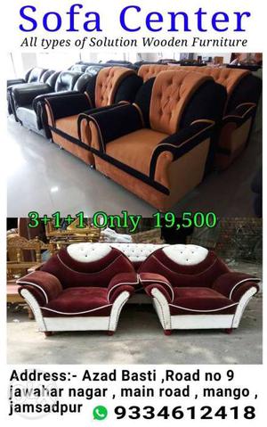 Orange black sofa set