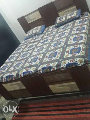 Pure wood double bed with double gadda call me