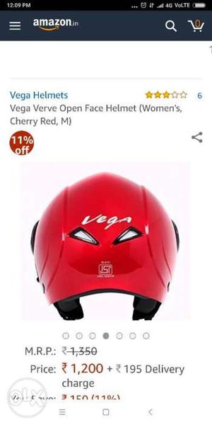 Red Vega Verve Open-face Helmet Screenshot