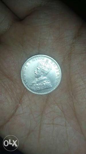Round Silver Coin half rupee of 19th Century