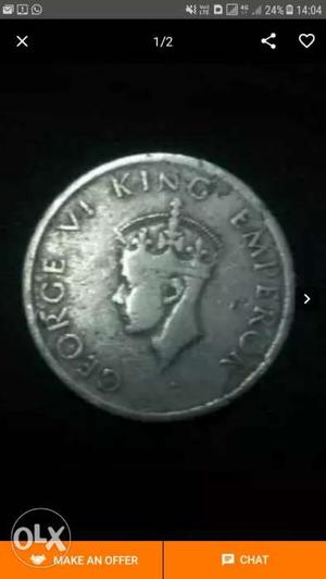Round Silver-colored George VI King Emperor Coin Screenshot
