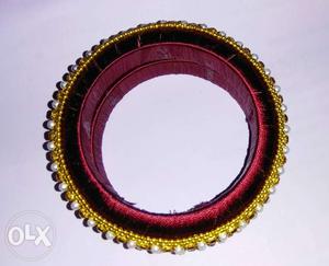 Silk thread bangles 1 pair, size 2.4, colour