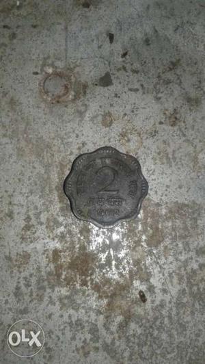 Silver-colored 2 Indian Coin