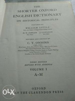 The Shorter Oxford English Dictionary On Historical
