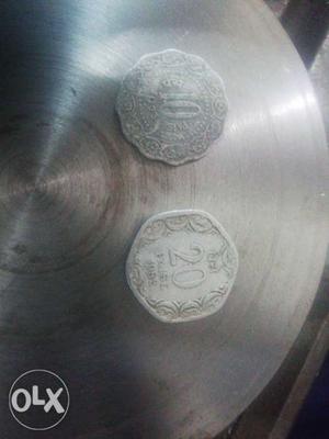 Two 10 And 20 Indian Coins