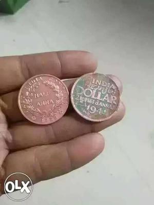Two Copper Indian Coins