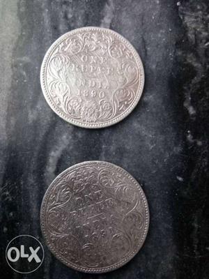 Victoria empress  one one rupees coins...