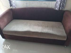 White And Black Striped Fabric Sofa