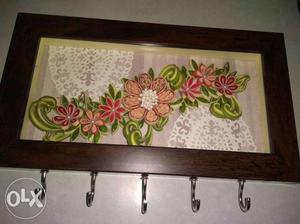 White And Brown Floral Wall Hook