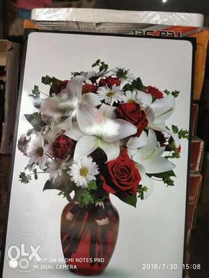 White And Red Flowers photo frame