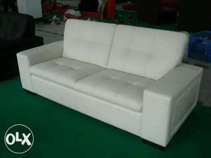 White Fabric 3 Seater Sofa