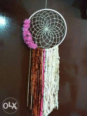 White, Pink, And Brown Dream Catcher