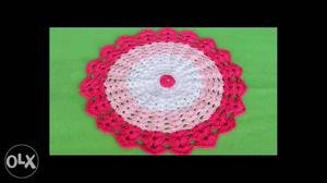 White n pink hand crocheted thalpos