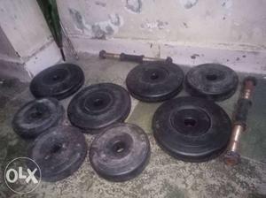 32kg weight plates & 2 dumble bars