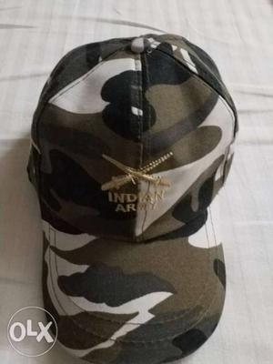 Black, Brown, And White Camouflage Cap