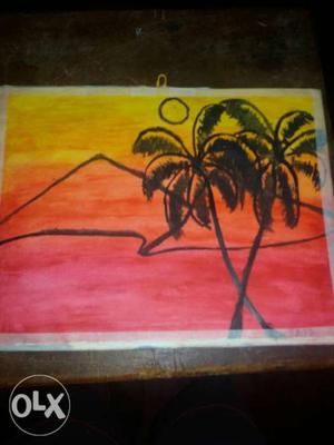 Framed drawing sunset for sale in kottayam. Phone