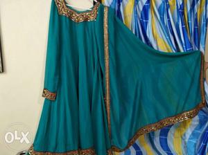 One time used..long anarkali net material with