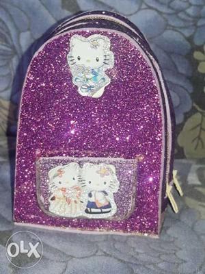 Purple And White Glitter Hello Kitty Backpack