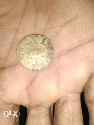 Round Gold-colored 20 Indian Coin Coin