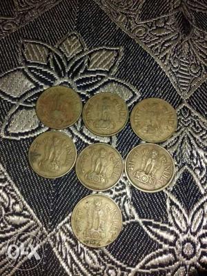 Seven Round Indain Rupee Coins
