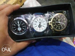 Three brand new watches in seald box.Cool watches.