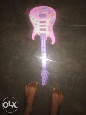 Toddler's White And Pink Guitar Toy