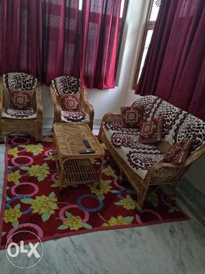 3+1+1 cane sofa set with centre table in new