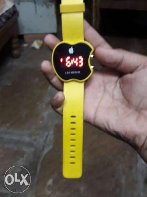 Apple-shaped Yellow LED Watch