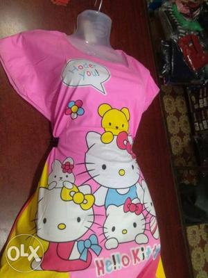 Baby's Pink And White Hello Kitty Print Sleeper