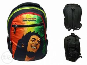 Black, Green, Yellow, And Red Bob Marley-printed Backpack