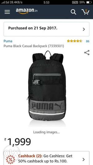 Black Puma Casual Backpack Screenshot