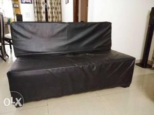 Black leatherette sofa 2 seater with centre table