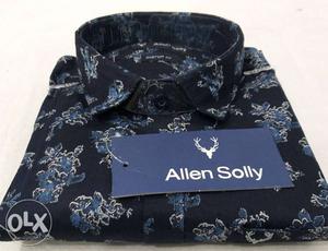 Blue And White Allen Solly Floral Dress Shirt