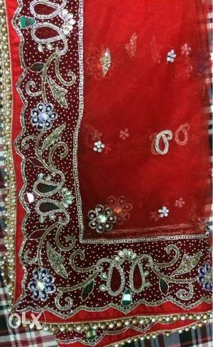 Bridal Red And White Floral Lehenga
