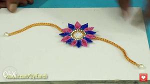 Gold-colored, Purple, And Pink Floral Bracelet